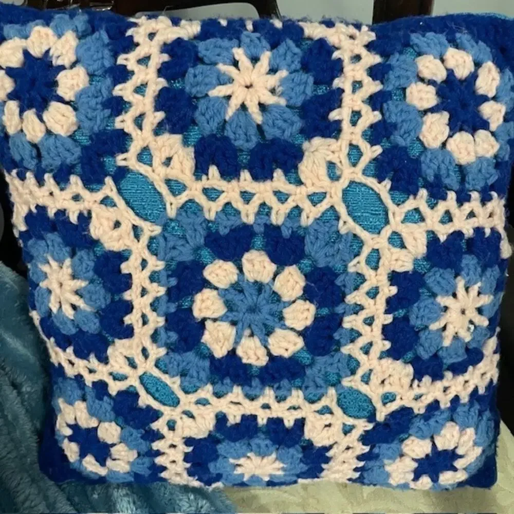 Handmade Blue Pink Pillow 14